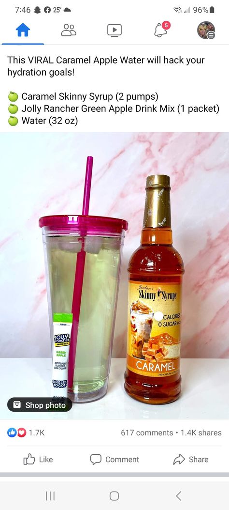 Carmel Recipe, Apple Water, Flavored Water Recipes, Apple Drinks, Water Mixes, Jolly Rancher, Caramel Recipes, Flavored Drinks, Bottle Shop