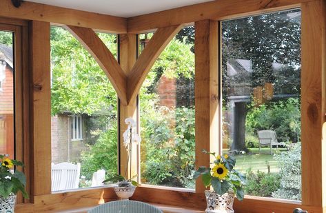 Cottage Conservatory, Orangery Interior, Rustic Sunroom, Tudor House Exterior, Oak Framed Extensions, Orangery Extension, Timber Frame Cabin, Garden Room Extensions, Oak Framed Buildings