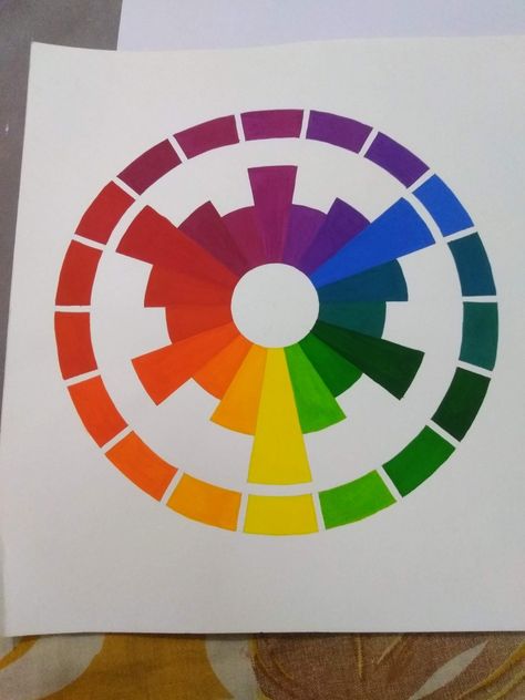 Follow @tejasvibora on instagram for more amazing artworks. Color Wheel Illustration, Color Wheel Art Projects Ideas, Textile Scrapbook, Color Wheel Interior Design, Color Wheel Design, Color Wheel Art Projects, Color Wheel Art, Design Fundamentals, Colour Making