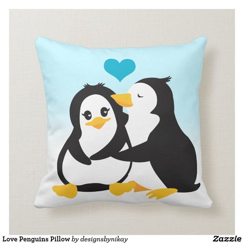 Penguin Pillow, Penguin Theme, Throw Pillow Designs, Pillow Designs, Christmas Card Holders, Pillow Size, Animal Lovers, Designer Throw Pillows, Festive Christmas