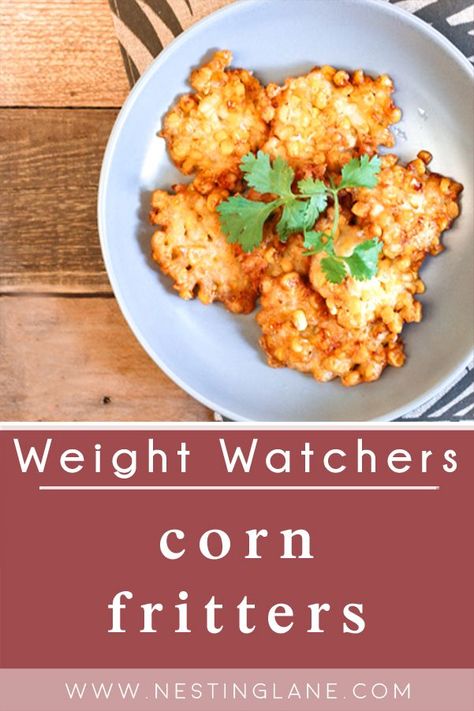 Graphic for Pinterest of Weight Watchers Skillet Corn Fritters Recipe. Canned Corn Recipes, Corn Fritters Recipe, Vegetarian Fritters, Weight Watchers Food Points, Healthy Corn, Corn Fritter Recipes, Veggie Fritters, Skillet Corn, Corn Side Dish