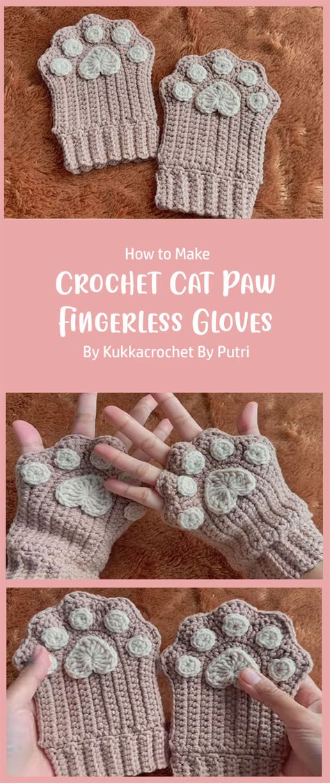 In this tutorial by the talented Putri, you’ll embark on a beginner-friendly journey to create adorable and cozy fingerless gloves with a whimsical cat paw design. Let’s dive in and explore the world of crochet craftsmanship! Crochet Cat Paws Free Pattern, Crochet Paw Print Fingerless Gloves, Free Crochet Gloves Pattern Fingerless Mittens, Cats With Mitten Paws, Crochet Paw Hand Warmers, Crochet Paw Mittens, Cat Paw Mittens, Cat Paw Mittens Crochet, Fingerless Cat Gloves