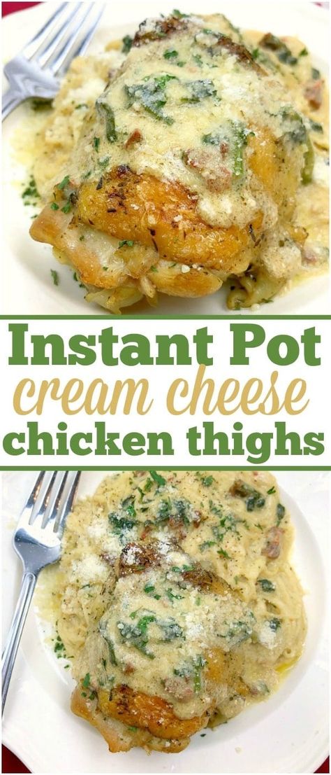 Instant Pot chicken thighs. #instantpot #chickenthighs Instant Pot Chicken Thighs, Cream Cheese Sauce, Pot Recipes Healthy, Pot Recipes Easy, Chicken Thigh Recipes Crockpot, Resep Diet, Cheese Chicken, Cream Cheese Chicken, Instant Pot Recipes Chicken