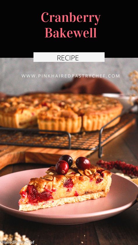 A delicious tart made up of a sweet pastry base, cranberry jam, soft almond frangipane filling and fresh cranberries. Sweet Shortcrust Pastry Recipe, Bakewell Tart Recipe, Almond Frangipane, Shortcrust Pastry Recipes, Cranberry Dessert, Cranberry Jam, Sweet Pastry, Afternoon Tea Recipes, Tart Filling