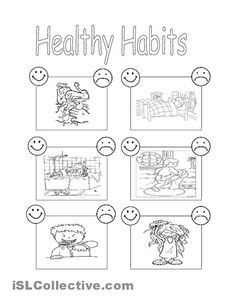 Healthy Habits Worksheets for Kids Healthy Habits Kindergarten, Healthy Habits Activities, Healthy Habits Preschool, Good Habits For Kids, Hygiene Lessons, Healthy Habits For Kids, Healthy Bodies, Worksheets Kindergarten, Health Lessons