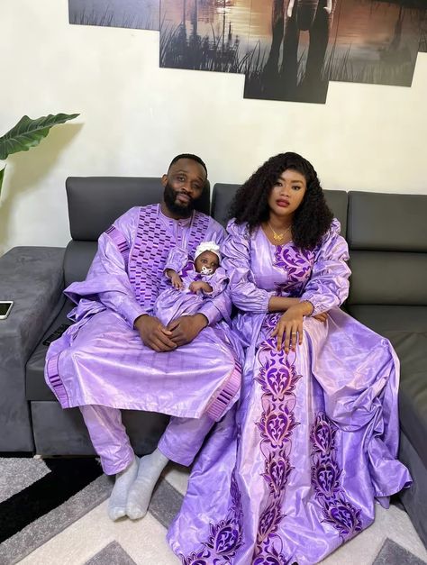 Purple Couple Outfits, Purple Bazin, Eid Outfits African, Purple Couple, Couples African Outfits, African Outfits, Eid Outfits, African Models, Asoebi Styles