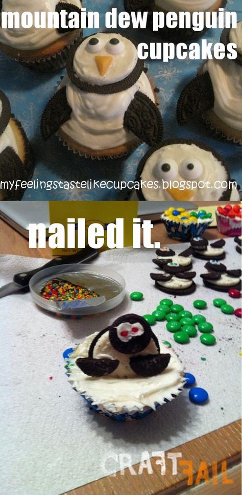 Penguins Penguin Cupcakes, Baking Fails, Cooking Fails, Cake Fails, Fail Nails, Diy Fails, Food Fails, Cooking Humor, Easter Bunny Cake