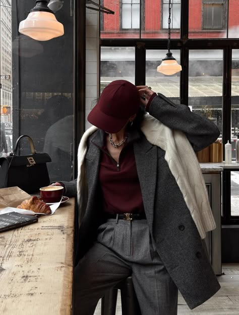 Adrette Outfits, Burgundy Outfit, Corporate Outfits, Grey Outfit, Mode Inspo, Autumn Outfits, Looks Chic, Office Attire, 가을 패션