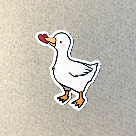 Cute Love Stickers, Goose Sticker, Balloon Fish, Duck Art, Heart Drawing, Sticker Cute, Love Stickers, Heart Stickers, Journal Covers