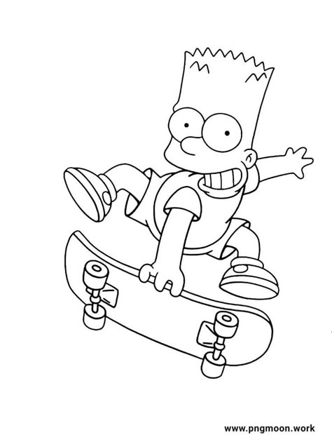 Bart Simpson Skateboarding Tattoo, Bart Simpson Art Drawings, Bart Simpson Tattoo Design, Bart Simpson Sketch, Simpsons Drawing Sketch, The Simpsons Drawings, Simpsons Sketch, Bart Simpson Coloring Pages, Bart Drawings