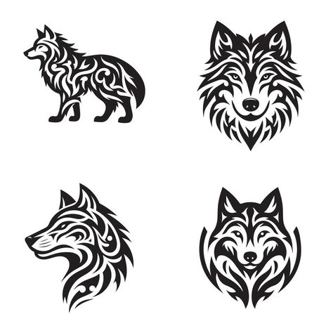 Raven Wolf Tattoo, Wolf Graphic, Illustrative Wolf Tattoo, Wolf Logo Design, Simple Wolf Tattoo, Wolf Logo Design Ideas, Viking Wolf Head Tattoo Simple Svg, Wolf Trible Tattoos, Raven And Wolf