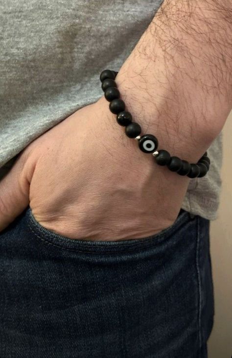 Men Bead Bracelet Ideas, Braslet Ideas Cute, Men Beaded Bracelet Ideas, Evil Eye Bracelet For Men, Men Stone Bracelet, Mens Bracelet Designs, Cool Rings For Men, Pop Jewelry, Trending Bracelets