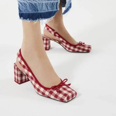 Lkblock Women Chunky Heeled Sandals Retro Square Toe Mary Janes Pumps Shoes Slingbacks Spring Summer High Heels Baotou Plaid Shoes Dream Shoe, Plaid Shoes, Summer High Heels, Trending Boots, Low Heel Shoes, Mary Jane Pumps, Pumps Shoes, Slingbacks, Dress Shoes Womens