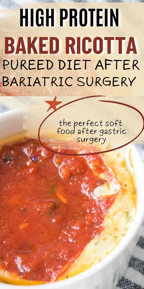 Refried Beans Puree Bariatric, Bariatric Recipes Sleeve Full Liquid Diet Post Op, Gastric Bypass Liquid Diet Ideas, Pureed Foods After Surgery Bariatric, Ricotta Bake Bariatric Pureed Food, After Bariatric Sleeve Surgery Recipes, Post Bariatric Recipes, Bariatric Ricotta Bake Recipe, High Protein Soft Foods After Surgery