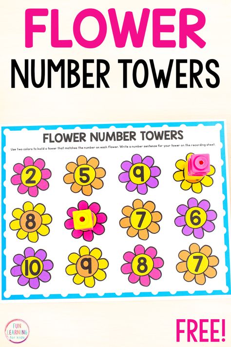 Spring Maths Preschool, Plant Math Preschool, Preschool Plants And Flowers Theme, Spring Numbers Preschool, May Math Activities Preschool, Preschool Flower Math Activities, Flower Numbers Preschool, Flower Math Preschool, Spring Themed Math Activities Preschool