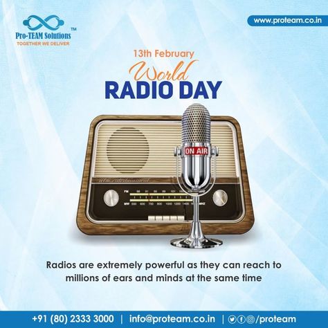 Happy World Radio Day! Today, we celebrate the power of radio to bring people together and inform, educate, and entertain. Radio has been a part of our daily lives for over a century and continues to evolve and adapt to the changing times. Let's appreciate the role that radio plays in our lives and the impact it has on communities around the world. #worldradioday #worldradioday2023 #proteamsolutions #businessmanagament #managmentconsultant World Radio Day, World Radio, Radio Play, People Together, Around The World, Bring It On, Let It Be