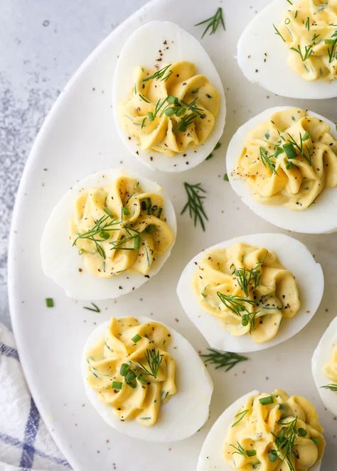 Fresh Herb Deviled Eggs - Completely Delicious Devil Eggs, Cooking Hard Boiled Eggs, Herbs Recipes, Completely Delicious, Peeling Hard Boiled Eggs, Devilled Eggs, Perfect Hard Boiled Eggs, Deviled Eggs Classic, Eggs Recipes