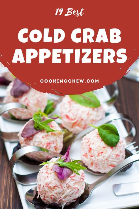 From salads and phyllo bites to cheese balls and dips, these 19 cold crab recipes are light and refreshing–all perfect for summer and outdoor fun! Cold Seafood Recipes, Cold Fish Appetizers, Cold Crab Recipes, Cold Seafood Appetizers, Appetizer Recipes Crab, Crab Salad Appetizer, Cold Crab Appetizer Recipes, Crab Balls Appetizers, Crab Cheese Ball