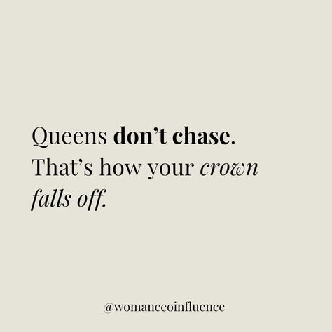 Don't chase sis 💯🤍 #femaleempowerment #motivation #mindset #girlboss #empoweringwomen #womenempowerment #selfworthquotes #ladyboss #feminineenergy #sheconquers #womenquotes #quotesofinsta #ladyboss #bossbabequotes #successquote #womenentrepreneurs #growthmindset #strongwomen #queenquotes #confidence #womeninspiringwomen #selflovequotes #womanpreneur #themepage Dont Chase Quotes, Chase Quotes, Ladyboss Quotes, Motivational Quotes Mindset, Chasing Quotes, Fierce Quotes, Bossbabe Quotes Motivation, Success Video, Women Ceo