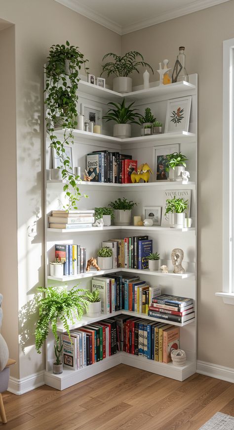 Transform Your Shelves with Stylish Bookshelf Ideas Bedroom Display Shelves, Bookshelf Inspo Bedroom, Book Shelf Ideas Living Room, Books Shelf Ideas, Bedroom Bookshelf Ideas, Cool Bookshelf, Shelves With Plants, Modular Bookshelves, Book Shelf Ideas