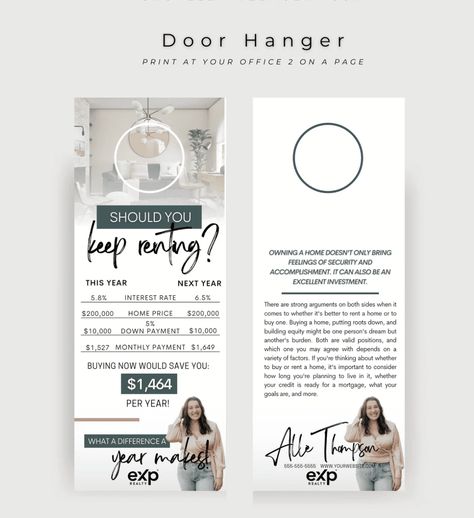 17 FUN Real Estate Door Hanger Ideas to Inspire You - The Close Real Estate Door Hangers, Door Hanger Ideas, Real Estate Slogans, Editable Birthday Cards, Hanger Ideas, Open House Real Estate, Elegant Doors, Real Estate Gifts, Door Hanger Template