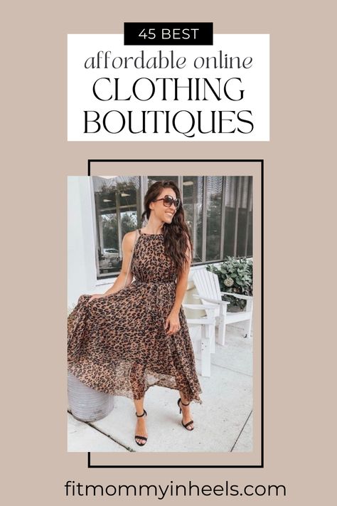 Here are 45 Best Affordable Online Clothing Boutiques. Discover trendy and affordable fashion with these top online boutiques, perfect for fashionistas on a budget. Shopping online offers a wide selection and the best deals, making it a preferred choice for fashion lovers. From bachelorette party outfits to stylish school attire and special occasion dresses, these cheap online boutiques have something for every fashion need. Boutique Tops For Women, Cheap Chic Leopard Print Dresses, Best Online Womens Boutique, Best Online Boutiques Usa, Best Quality Clothing Brands, Where To Shop For Dresses, Cheap Non-stretch Maxi Dress For Brunch, Chic Spring Mini Dress By Amazon, Shop By Outfit Women