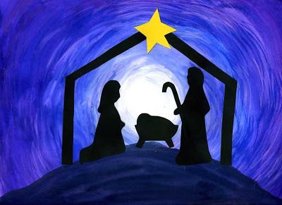 Nativity Art Project Silhouette Arte, Jesus Is Born, Nativity Painting, Nativity Silhouette, Christmas Art Projects, Christmas Bulletin, Nativity Crafts, Christmas School, Preschool Christmas