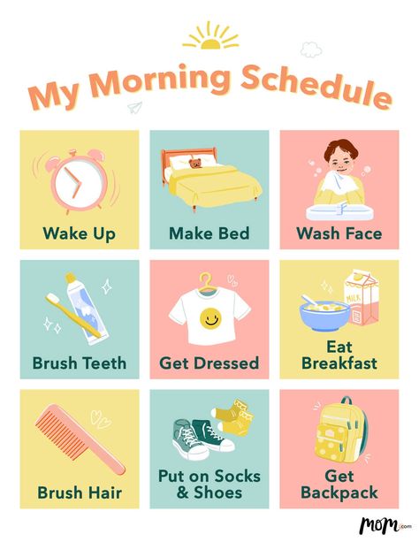 Grade 1 Morning Routine, Morning Routine Elementary School, Morning Routine Kindergarten, Daily Routine Schedule For Kids, Morning To Do List, Morning Routine For Kids, Visual Schedule For Kids, Kids Morning Routine, Toddler Morning Routine