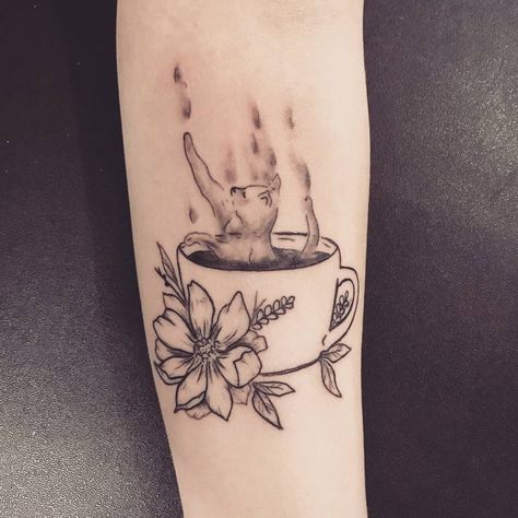 Coffee Cup Tattoo, Tea Tattoo, Teacup Tattoo, Drawing Blood, Cup Tattoo, Uk Food, Coffee Tattoos, Tattoo Feminina, The Cafe