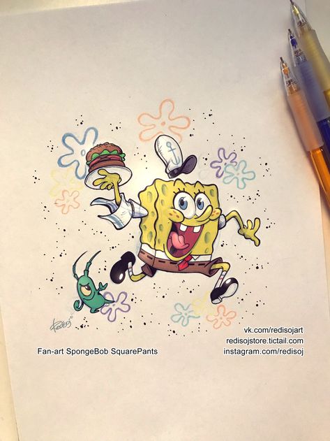 Sponge Bob Drawing, Spongebob Art, Images Pop Art, Cool Easy Drawings, Lilies Drawing, Spongebob Drawings, Spongebob Painting, Sponge Bob, Cute Doodle Art