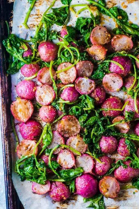 Miso Butter Roasted Radishes Roasted Radishes Recipe, Spring Side Dishes, Miso Butter, Roasted Radishes, Radish Recipes, Vegetable Side Dishes Recipes, Healthy Low Carb, Radishes, Vegetable Sides