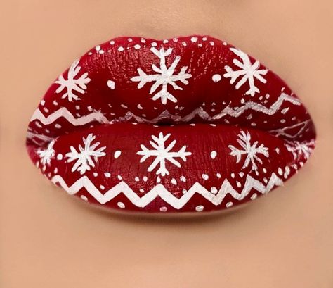 Christmas Lips, Lip Stencil, Lip Ideas, Holiday Eye Makeup, Lipstick Ideas, Crazy Lipstick, Holiday Eye, Winter Lips, Lip Art Makeup