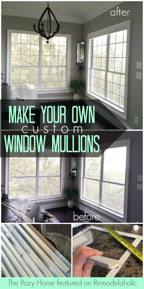 Tutorial: Custom Window Mullion Grids - The Rozy Home on @Remodelaholic #windows #windowgrids #home Window Mullions, Window Grids, Dining Room Updates, Faux Window, Window Panes, Outdoor Blinds, Window Grill, Hunter Douglas, Diy Window