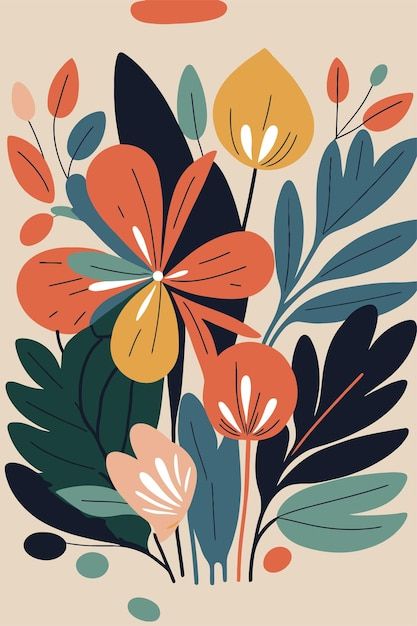 Premium Photo | Modern pastel warm colors simple flat flower drawing vector style illustration Vip Ticket, Flat Drawings, Flower Flat, Drawing Vector, Simple Illustration, Color Vector, Flat Illustration, Flat Color, Floral Illustrations