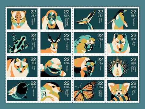 Stamp design for endangered species Animal Stamp Design, Endangered Animals Project, Elements Of Design Shape, Animal Fact File, Animal Graphic Design, Endangered Species Art, Animal Facts For Kids, Animal Stamps, Postage Stamp Design