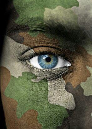 this really brings out her blue eyes! Camouflage Face Paint, Camo Face Paint, Camouflage Makeup, Independence Day Images, Extreme Close Up, Face Painting Designs, Female Soldier, Fantasy Makeup, Eye Art