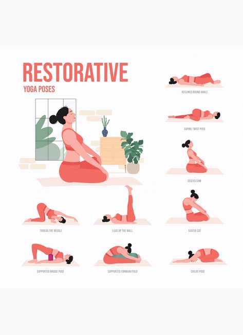 Restorative Yoga: 8 Ways to Unlock the Benefits Restorative Yoga Poses Sequence, Nightime Yoga, Stretching Sequence, Somatic Exercise, Yoga Restorative, Restorative Yoga Sequence, Essential Yoga Poses, Work Stretches, Yoga Flow Sequence