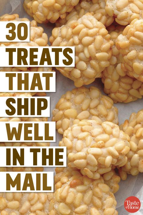 30 Treats That Ship Well in the Mail Snacks For Care Package, Desserts To Ship Care Packages, Best Baked Goods To Mail, Care Package Recipes, Shipping Gift Boxes, Foods That Ship Well, Baked Goods Care Package, Best Cookies To Mail Care Packages, Cookies That Travel Well In The Mail