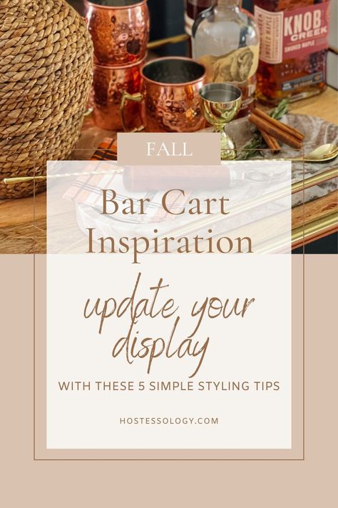 This post is all about fall bar cart inspiration to help you update your display for the season. | #fallbarcart #fallbarcartstyling | fall bar cart | fall bar cart decor | fall bar cart ideas | fall bar cart styling | bar cart inspiration Party Cocktails Big Batch, Thanksgiving Bar Cart, Fall Bar Cart, Bar Cart Inspiration, Bar Cart Ideas, Thanksgiving Table Centerpieces, Fun Party Drinks, Dinner Party Table Settings, Modern Bar Cart