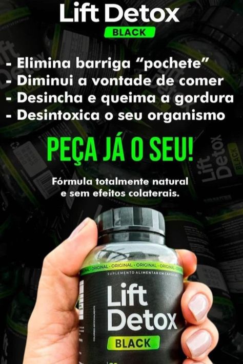 O Lift Detox é o seu aliado para eliminar toxinas, acelerar o metabolismo e perder peso de forma natural. Além disso, ele ajuda a desinchar, dando mais leveza ao seu dia a dia! Imagine-se alcançando seu peso ideal, sentindo-se mais confiante e cheio(a) de energia para aproveitar a vida ao máximo. Com o Lift Detox, isso é possível!  O Lift Detox com colágeno hidrolisado é o aliado perfeito para quem busca saúde, beleza e bem-estar. Ele desintoxica o organismo, melhora a elasticidade da pele e fortalece unhas e cabelos.  Não espere mais! Experimente o Lift Detox e descubra uma nova versão de você. Clique agora e comece essa transformação!