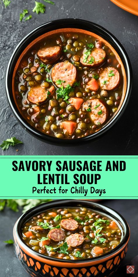 Lentil And Sausage Soup Crock Pot, Italian Sausage Lentil Soup Recipe, German Lentil Soup With Sausage, Lentil And Kielbasa Soup, Lentil Kielbasa Soup, Lentil And Sausage Soup, Sausage And Lentil Soup, Sausage Lentil Soup, Sausage Lentil