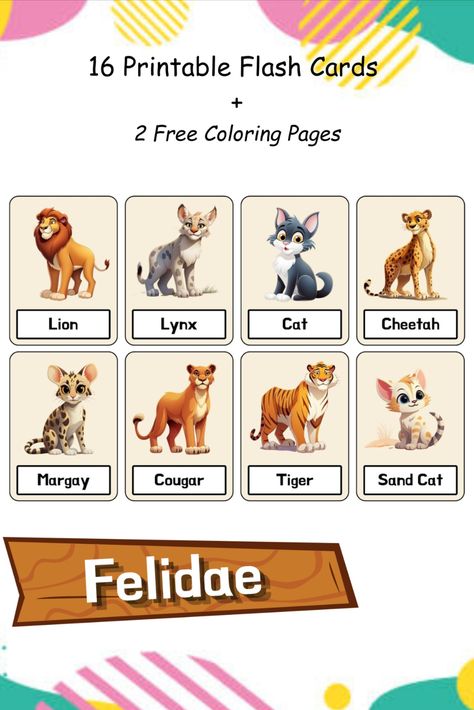 oar into learning fun with our Montessori Felidae Flashcards! 🐾🦁 Explore the world of big cats and engage your kids with 16 printable digital cards and 2 free coloring pages. 🎨👧 Perfect for homeschooling or playtime! Grab yours on Etsy today! 🛍️ Sand Cat, Printable Flash Cards, Explore The World, School Items, Free Coloring Pages, Free Coloring, Big Cats, Fun Learning, Kids Learning