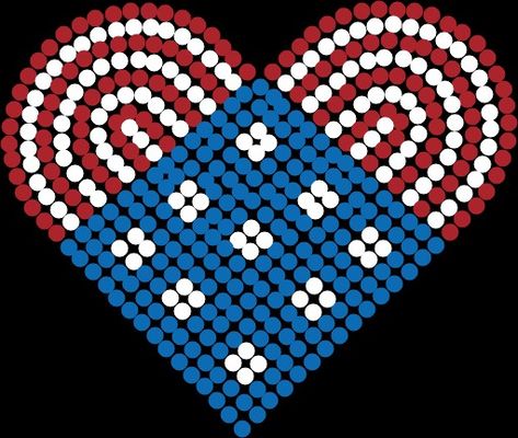 American Flag Heart Perler Bead pattern Hama Beads Coasters, Perler Designs, Puerto Rico Flag, Perler Art, Halloween Beads, Perler Ideas, Bead Making, Diy Perler Beads, Pixel Art Pattern