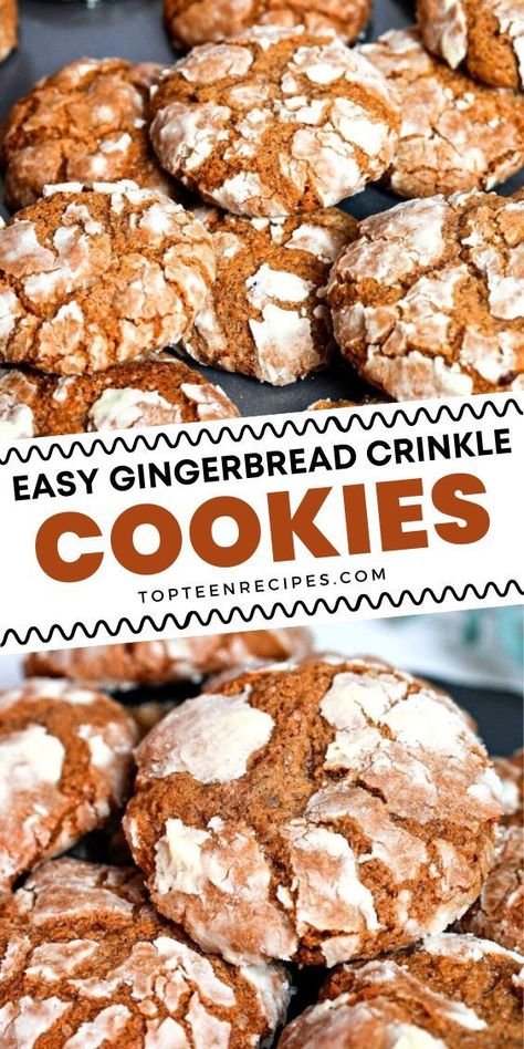 If you’re looking for a quick, tasty holiday treat that won’t take much time to prepare, then easy crinkle cookies are the perfect sweet treat for you! These delicious gingerbread-flavored cookies have a light and fluffy interior with just the right amount of crunchy exterior. Easy Crinkle Cookies, Ginger Crinkle Cookies, Gingerbread Crinkle Cookies, Drop Cookie, Easy Gingerbread, Crinkle Cookies Recipe, Crinkle Cookies, Delicious Cookie Recipes, Cookie Bar Recipes