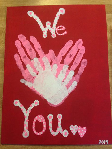 Hand Print Art, Valentines Bricolage, Baby Art Projects, Valentine's Day Crafts For Kids, Valentine Crafts For Kids, Diy Father's Day Gifts, Handprint Crafts, Valentines Art, Father's Day Diy