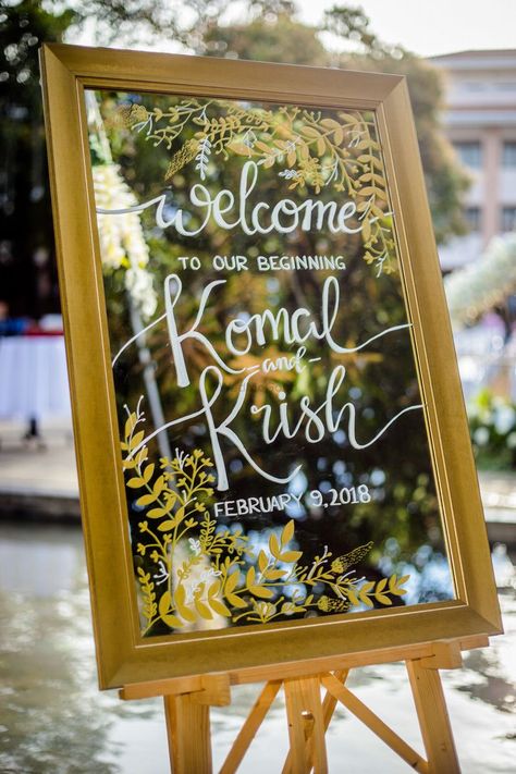 Photo of Welcome board on mirror for entrance decor Reusable Wedding Decor, Welcome Boards, Eco Wedding, Green Tips, Sustainable Wedding, Eco Friendly Wedding, Wedding Function, Entrance Decor, Floral Bridal Shower