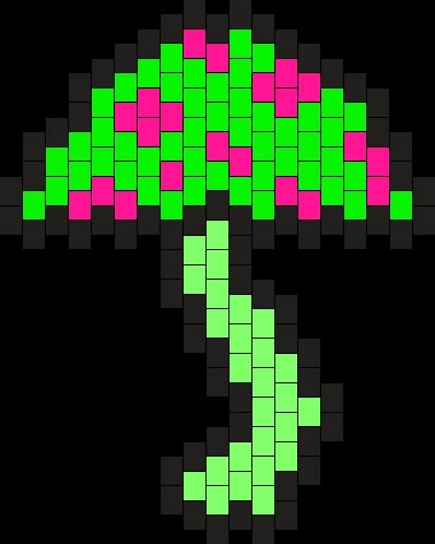 Mushroom Kandi Pattern, Kandi Mushroom Tutorial, Pony Bead Mushroom, Zombie Kandi, Kandi Perler Pattern, Kandi Ideas Pattern, Kandi Mushroom, Kandi Patterns Templates, Kandi Patterns Cuff