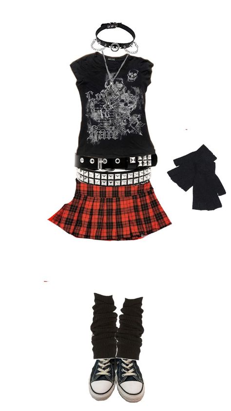 ■ skirt ■ shoes ■ gloves ■ black t-shirt □ necklace □ black legwarmers □ belts Emo Outfits Skirts, Black Legwarmers, T Shirt Necklace, Outfits Skirts, Tshirt Necklace, Gloves Black, Skirt Shoes, Emo Outfits, Necklace Black