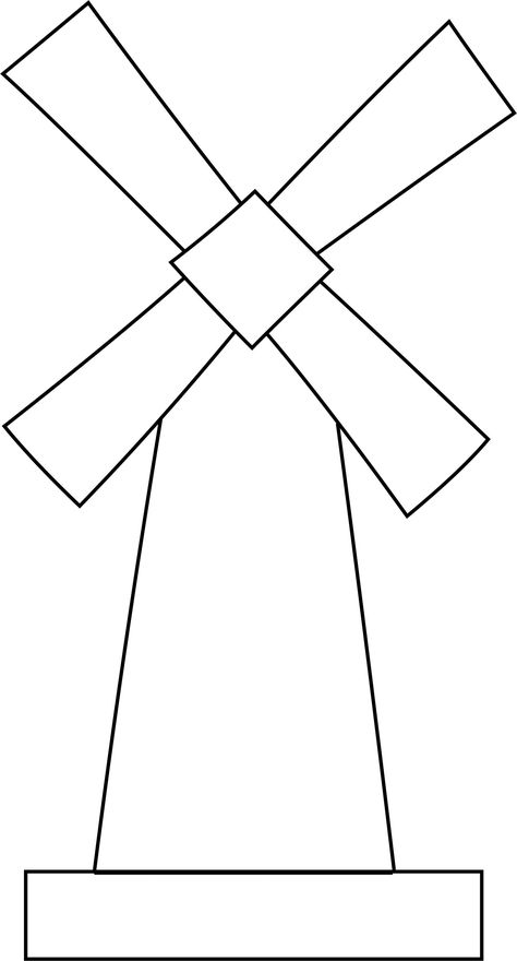 Windmill Coloring Page, Windmill Craft Preschool, Stained Glass Windmill, Windmill Drawing Simple, Windmill Craft For Kids, Wind Mill Drawing, Windmill Template, Windmill Craft, Windmill Drawing