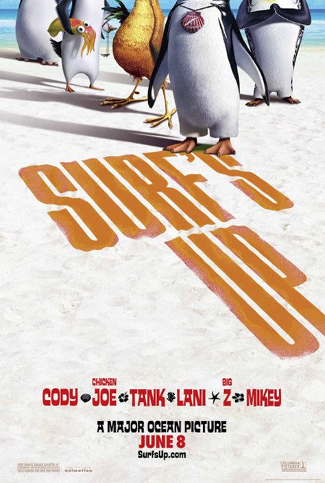 Surf's Up (2007) Surf's Up Movie, Surfs Up Movie, Up Movie Poster, Cody Maverick, Jon Heder, Comedy Movies Posters, Animated Movie Posters, Up Movie, Mavericks Surfing